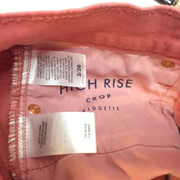 Lucky Brand Womens 2/26 Pink High Rise Crop Bridgette Jeans Ankle Button Fly - Picture 4 of 8